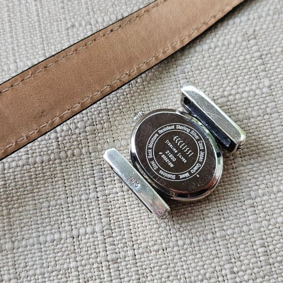 Ecclissi Sterling Silver Ladies Wristwatch Green Tone Genuine Leather Strap Watc - Picture 9 of 13